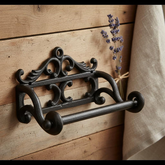 Comfy Hour 6.3 Inch Cast Iron Toilet Paper Holder, Vintage Wall Mount