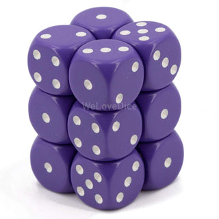 Chessex CHX25607 Dice - Opaque: 12D6 Purple/White
