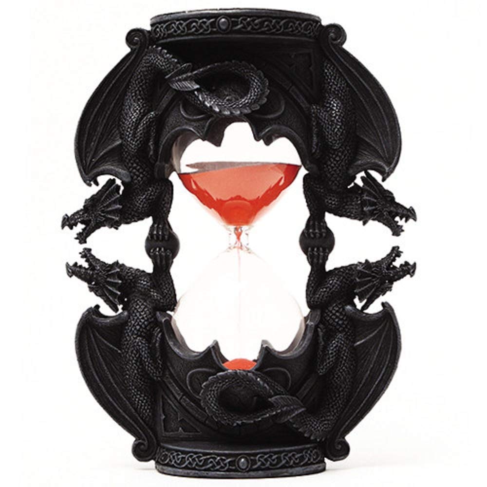 Pacific Trading PTC 7.38 Inch Black Dual Dragon Sand Timer Hourglass Statue Figurine