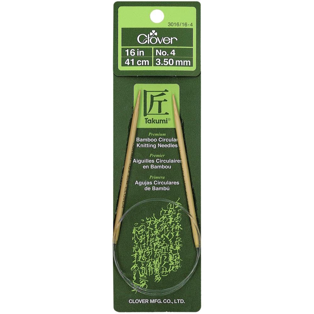 Clover 3016/16-04 Takumi Bamboo Circular 16-Inch Knitting Needles, Size 4