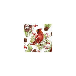 ihr SINCE 1977 Disposable Napkin, 5" x 5", Cardinals In Holly
