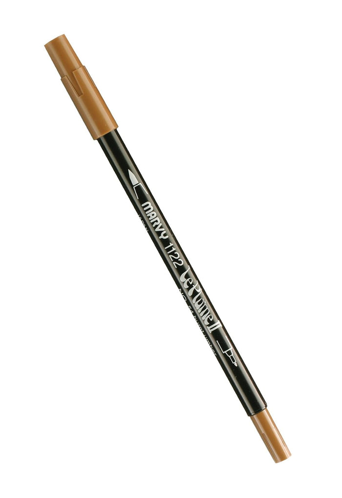 Uchida 1122-C-54 Marvy Extra Fine Tip Le Plume II Double Ender Marker Pen, Burnt Umber