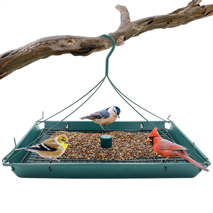 Zenport Z203009 2-in-1 Platform Bird Feeder, Post Mount Green