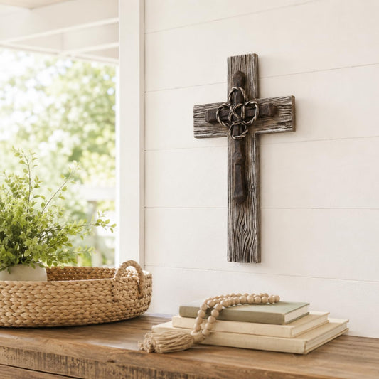Comfy Hour 13 Inch Wall Cross, Faux Wood Cross Wall Decor, 1 Unit