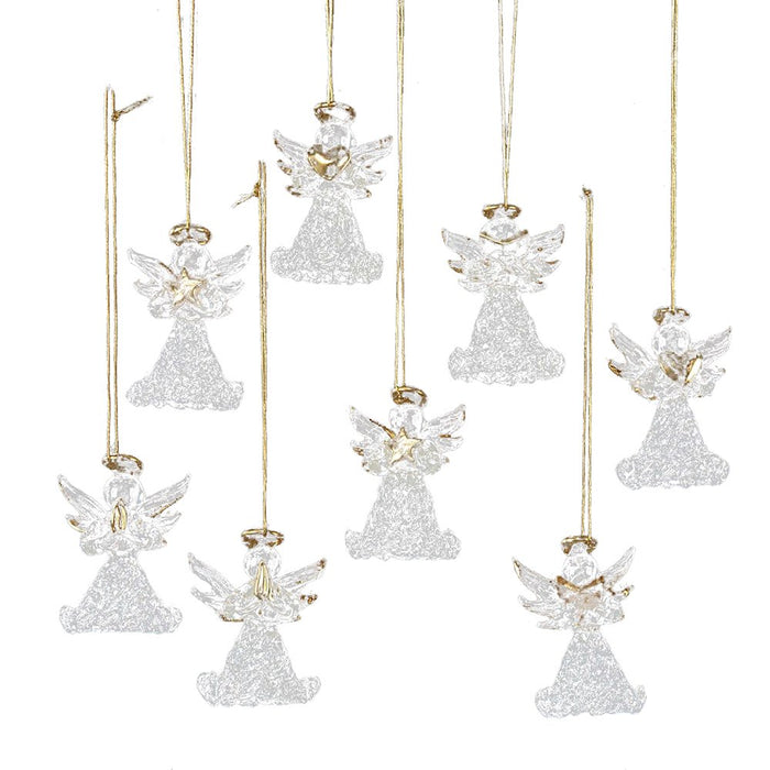 Kurt Adler Clear Glass Angel Ornament, 1.57-Inch, Set of 8