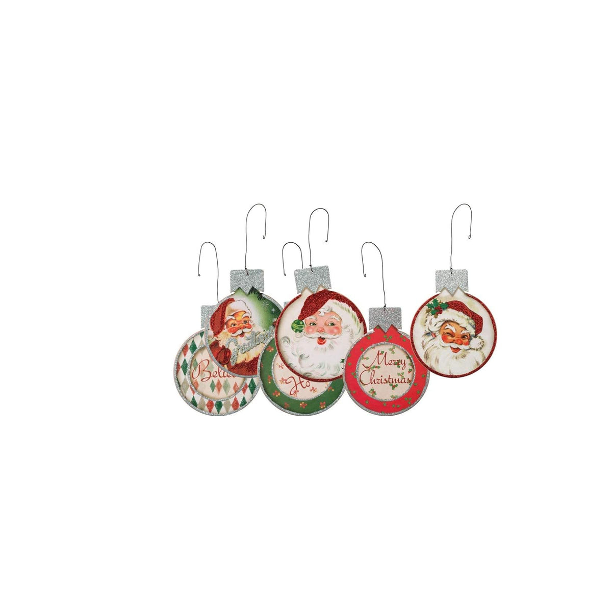 Primitives by Kathy Hanging Ornament, 4 x 5-inches, Red, Green, Silver