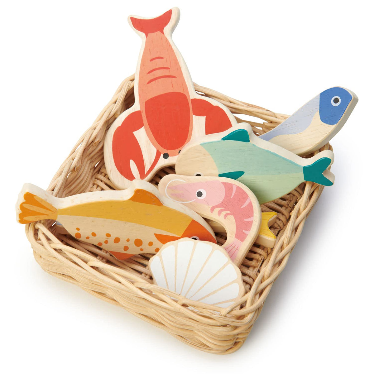 Tender Leaf Toys - Seafood Basket - Pretend Food Play Supermarket Shopping Game Accessories 3+