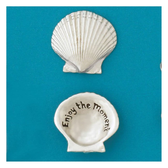 Basic Spirit Pocket Token Coin - Enjoy The Moment Medium Spirit Shell - Handcrafted Pewter, Love Gift for Beach Ocean Coastal Lover Coin Collecting