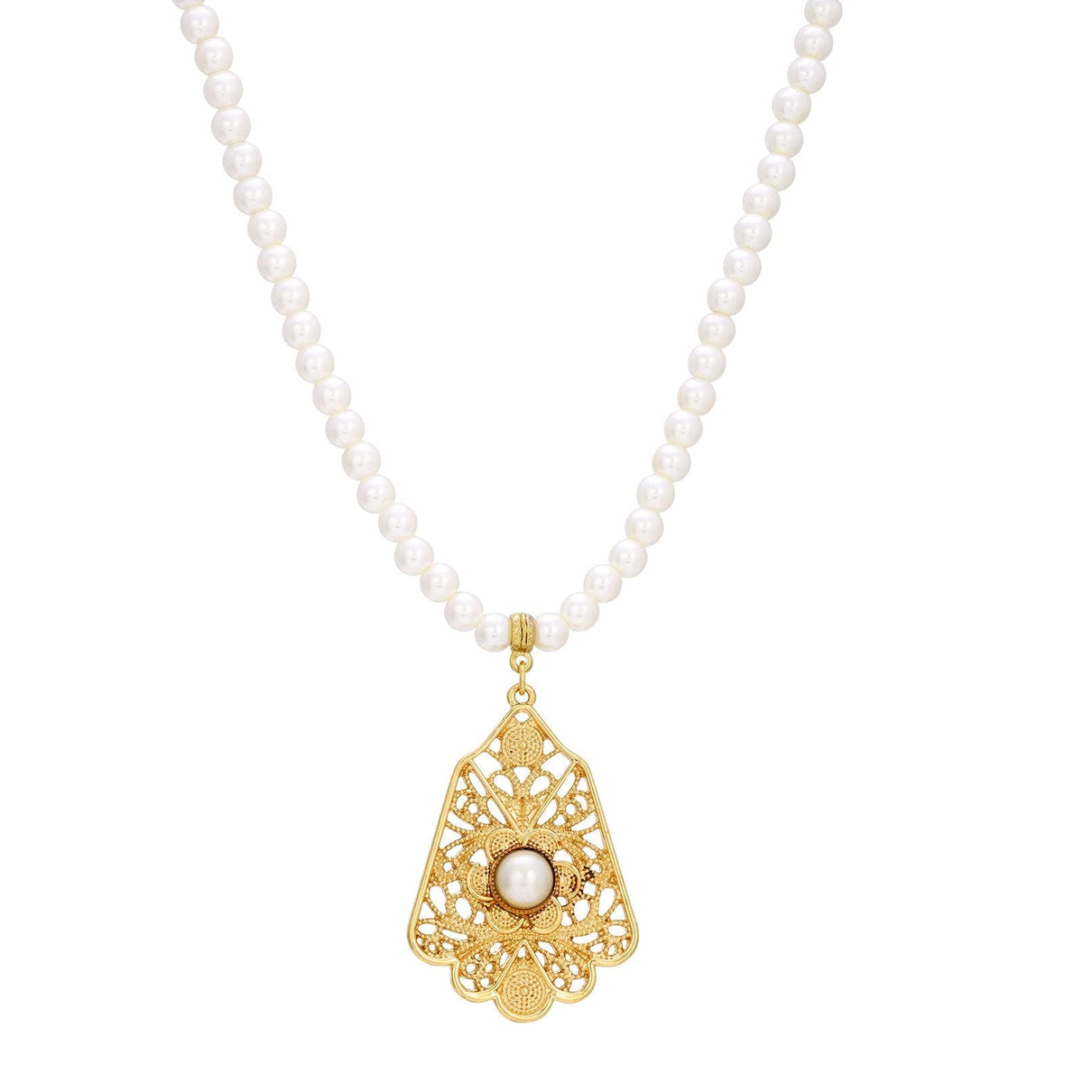 1928 Jewelry Company Necklace, 15"L x 2.43"H x 1.38"W, White