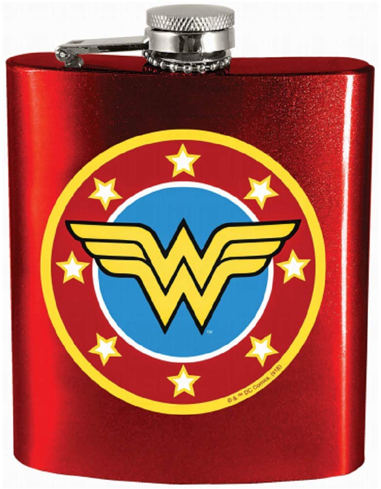 Spoontiques 15640 Wonder Woman Hip Flask, 7 ounces, Red