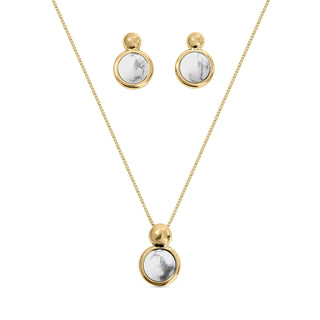 BStones Jewelry Set, Yellow Gold, Howlite