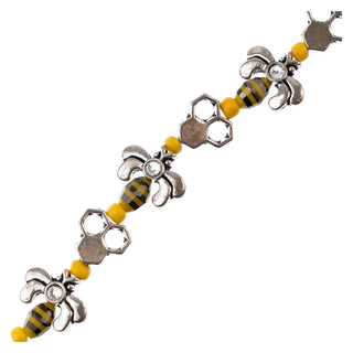 John Bead Craft Bead, 5 inch, Yellow-Black-Silver