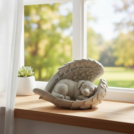 Comfy Hour Pet In Loving Memory Collection 5-Inch Dog in angel wing figurine - in memory of my best friend bereavement, Gray, Polyresin