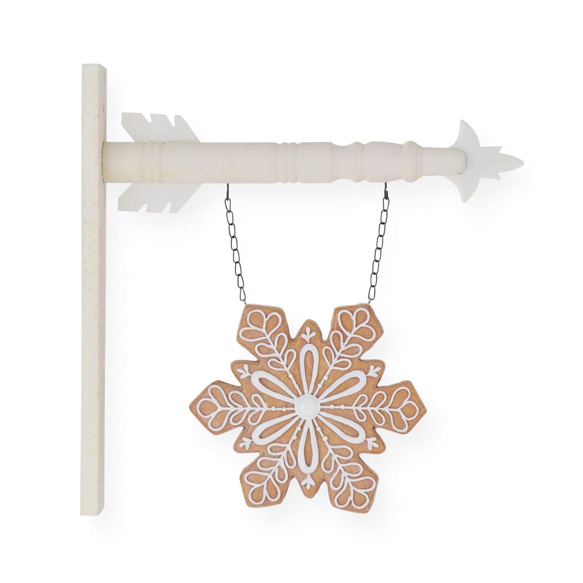 K&K Interiors Hanging Ornament, 9.5-Inch, Brown, White