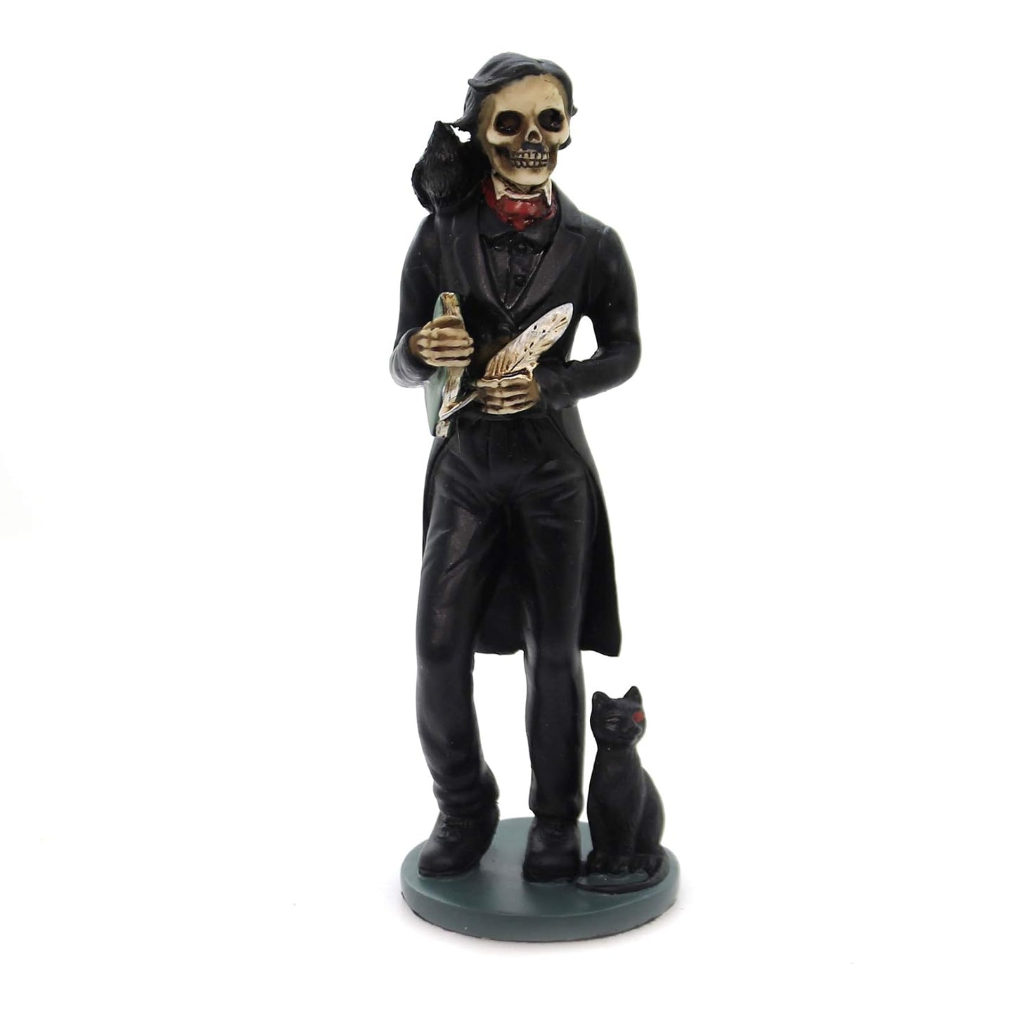 Pacific Trading YTC 5.5 Inch Skeledgar Allan Poe Skeleton Figurine with Book, Black