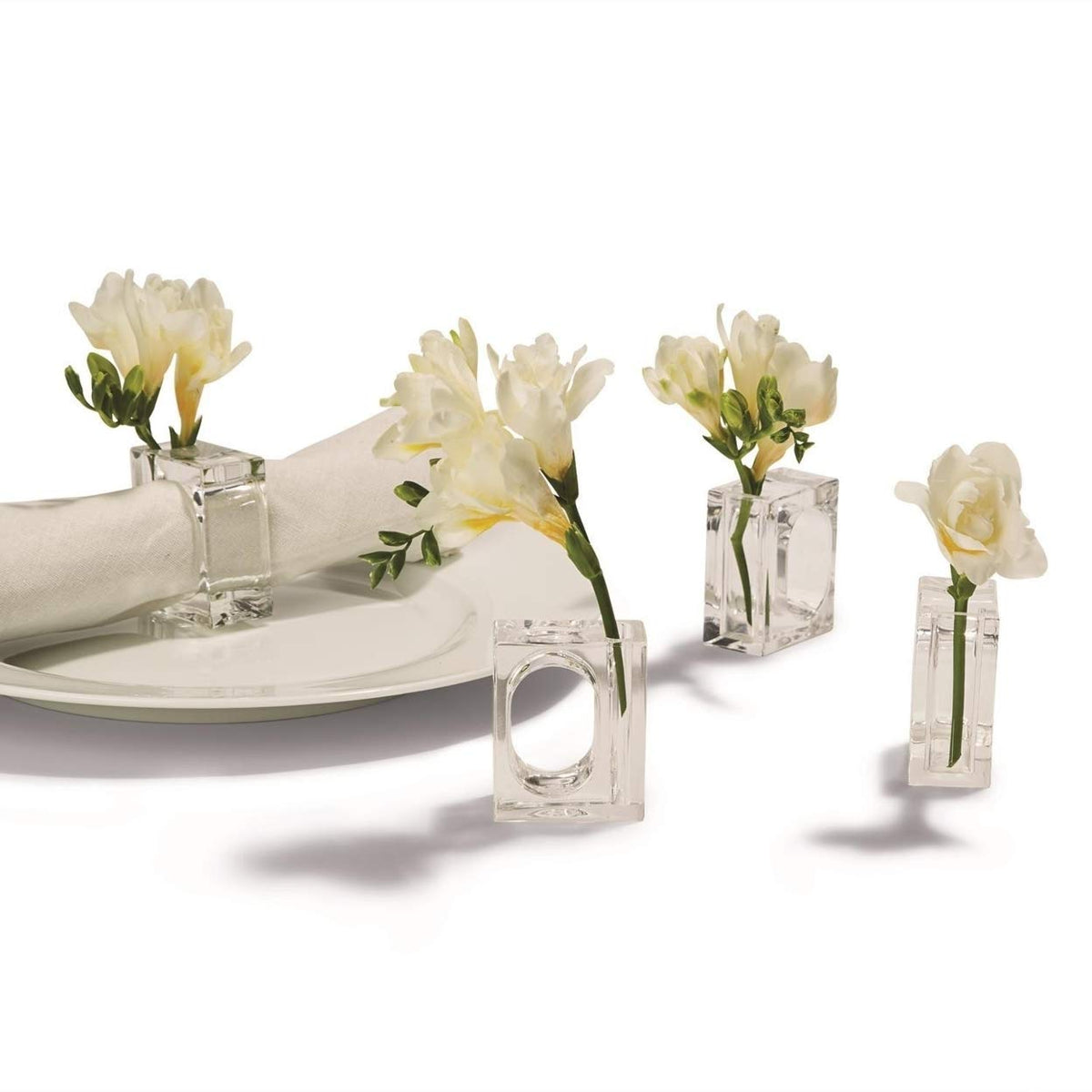 Two's Company Napkin Ring, Clear, Modern