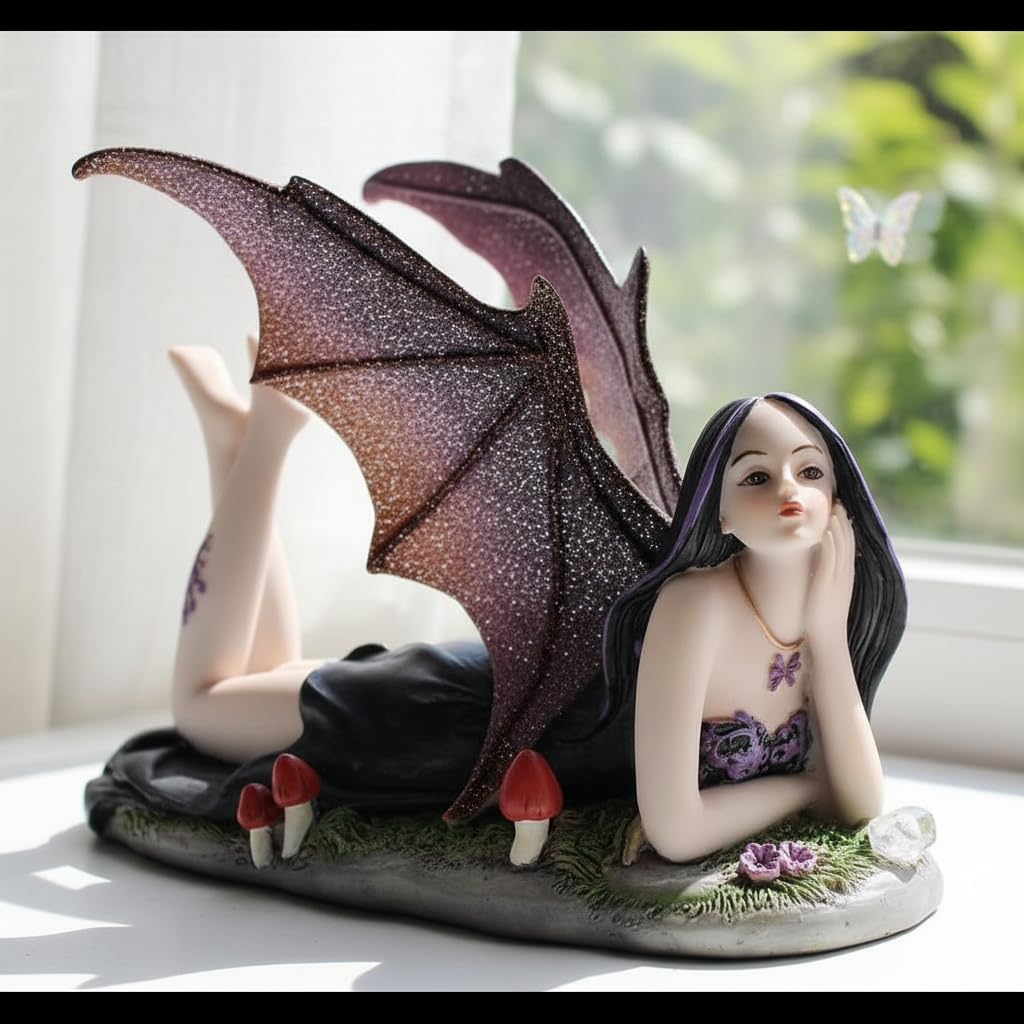 Comfy Hour 6 Inch Gothic Fairy Figurine, Lying Witch Statue, 1 Piece