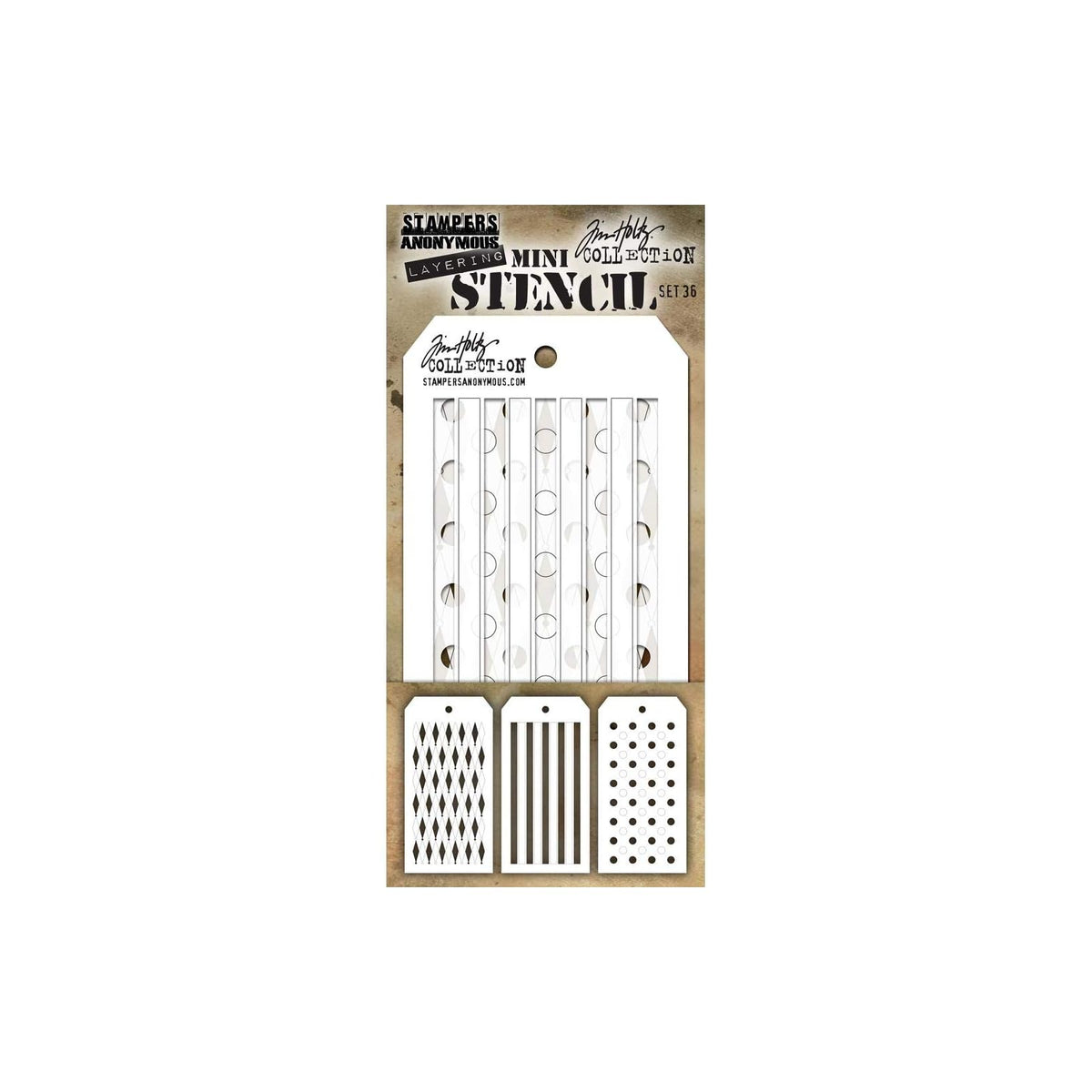 Stampers Anonymous Template Stencil, 3.125 x 6.25 inches, Set #36
