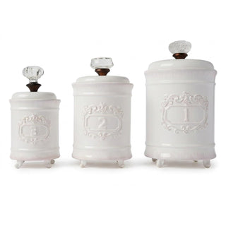 Mud Pie Kitchen Canister Set of 3, White