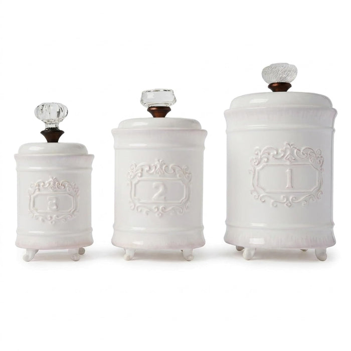 Mud Pie Kitchen Canister Set of 3, White