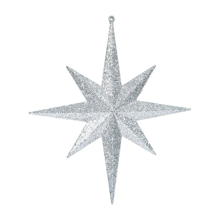 Vickerman 417881 - 12" Silver Glitter Bethlehem Star Christmas Tree Ornament (2 pack) (M167407)
