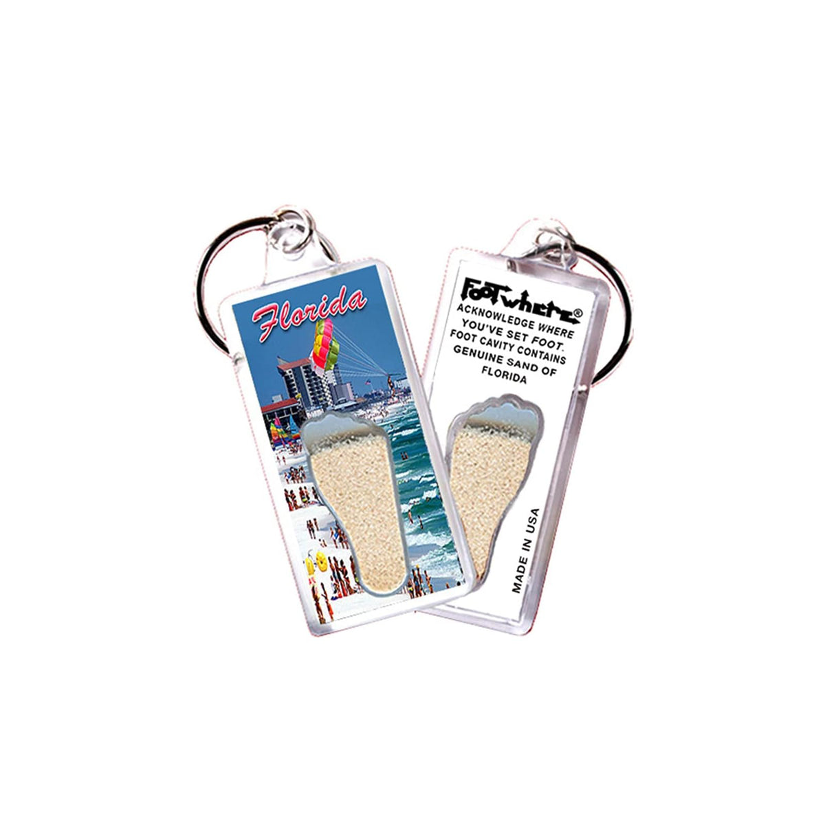 FootWhere Keychain, Small, Fl106 - @Dabeach