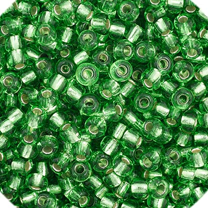 John Bead Craft Bead, Small, Silver Lined Lime Green