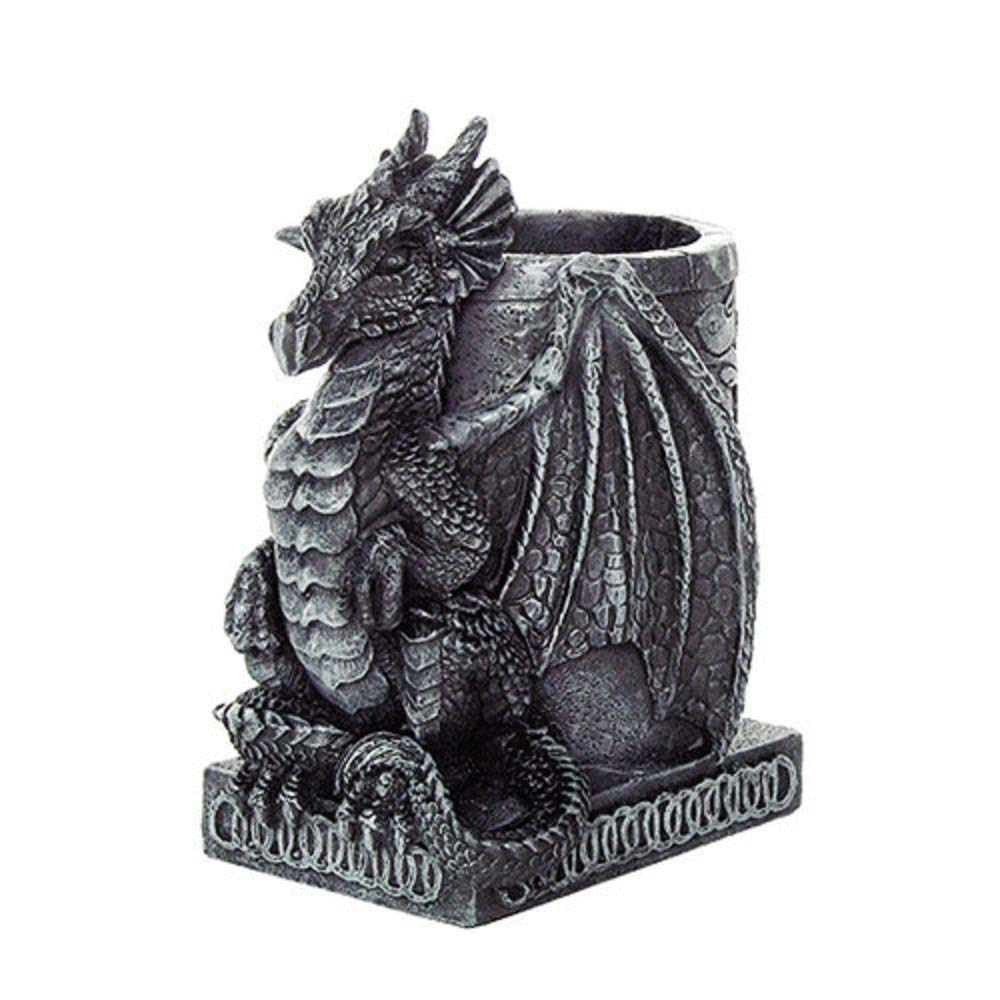 Pacific Trading Giftware PTC 4.5 Inch Medieval Dragon Statue Figurine Desk Top Utility Holder