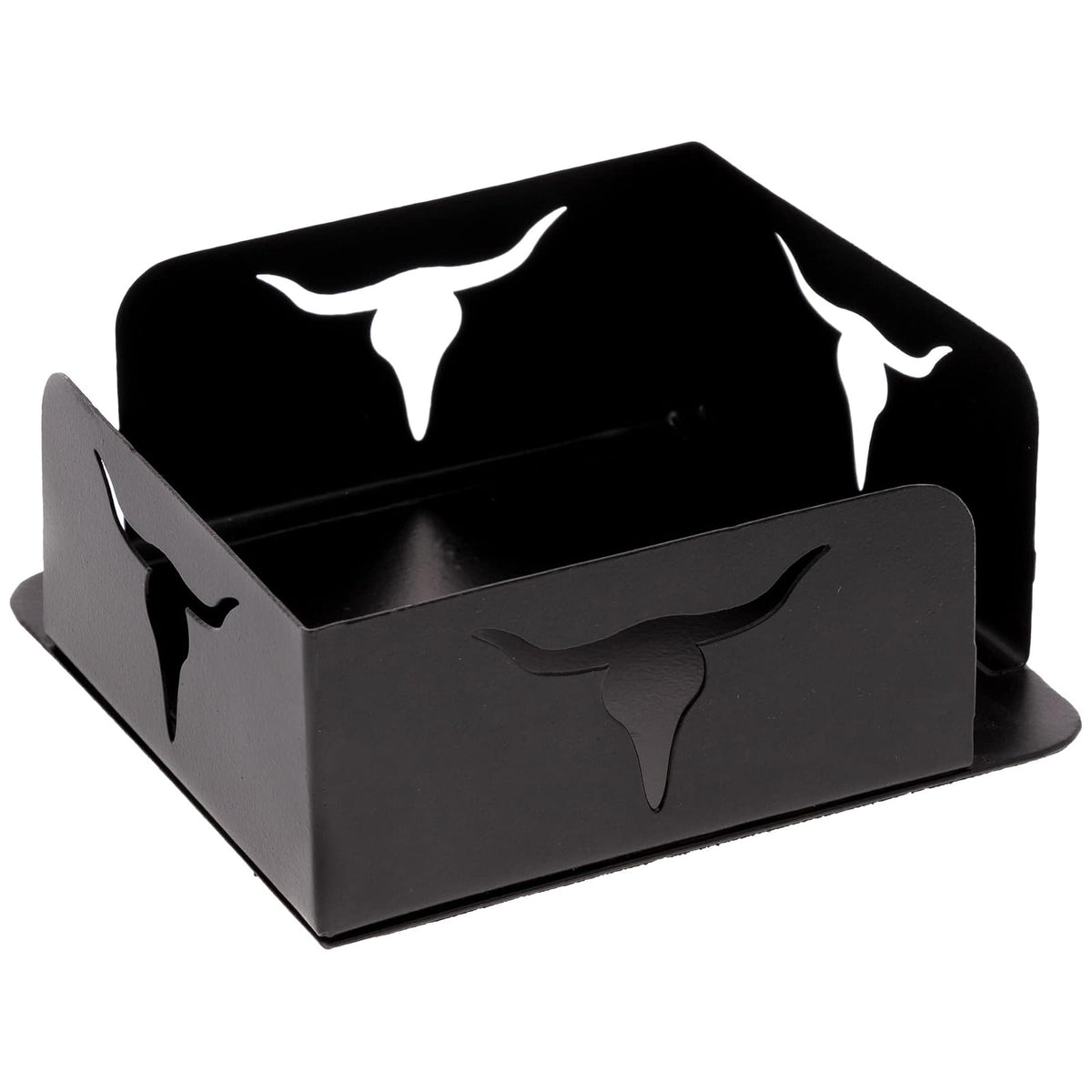 Boston International Metal Napkin Holder Caddy, Cocktail Size, Black Longhorn