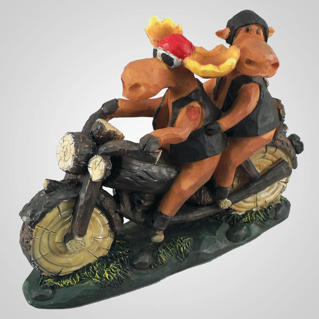 Lipco 18352 Moose Motorcycle Rider Couple Figurine