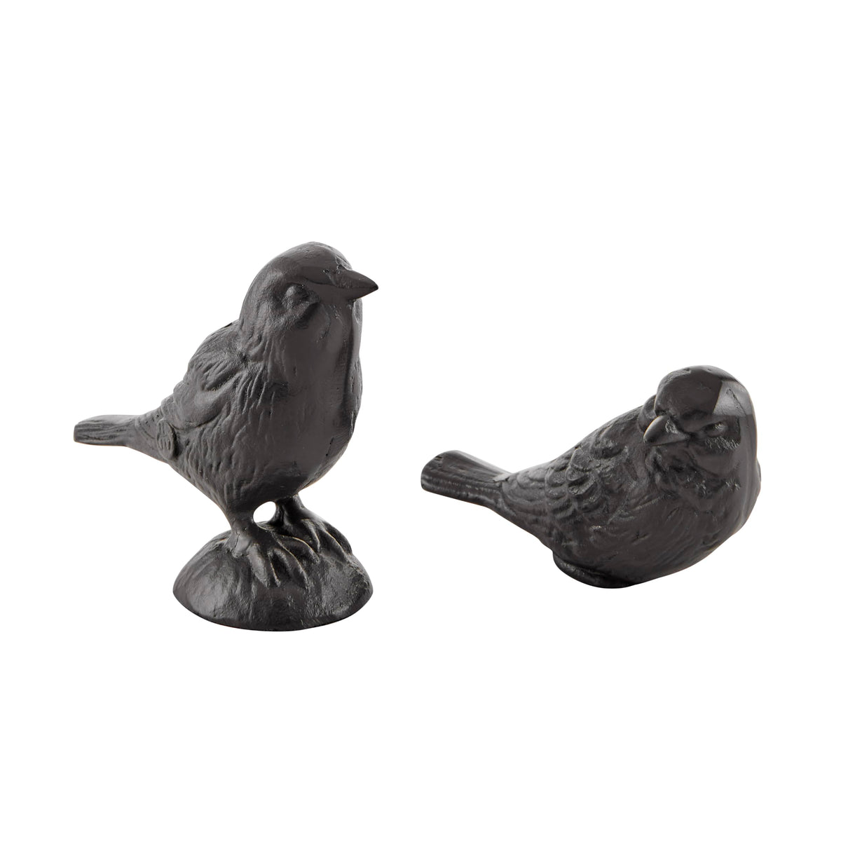 Danya B Brown Cast Iron Set of 2 Bird Sculptures - Tabletop Desk Ornaments or Decorative Paperweights