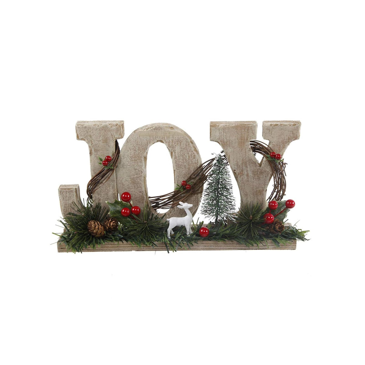 Flora Bunda Decorative Signage, 12" x 3.5" x 6.375", 12" Joy