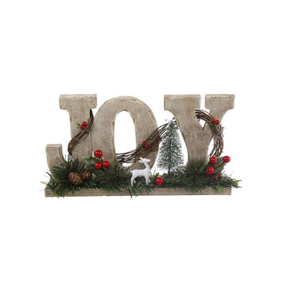 Flora Bunda Decorative Signage, 12" x 3.5" x 6.375", 12" Joy
