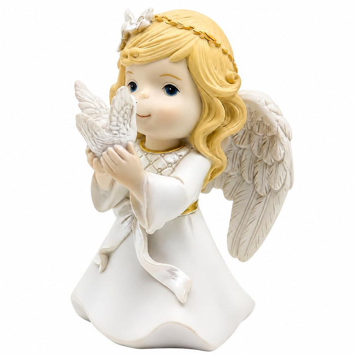 Comfy Hour Praying Girl Communion Collection Kneeling Girl Angel and Peace Dove Figurine Keepsake My First Communion, Polyresin