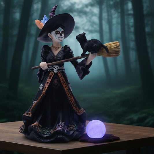 Comfy Hour 9 Inch Witch Statue, Sugar Skull Fairy Decor, 1 Unit