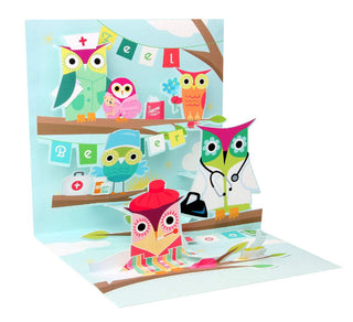 Up With Paper Get Well Owl Treasures Pop-Up Greeting Card