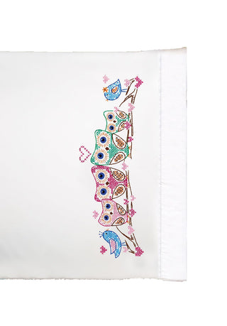 Design Works Crafts, 20" x 30" Stamped Pillowcases for Embroidery, Owls