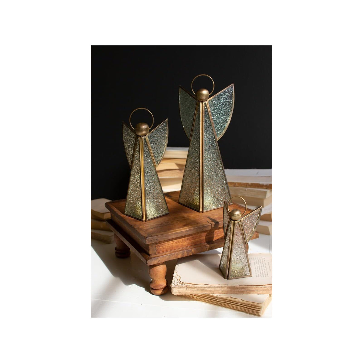 KALALOU Candle Holder, Brass, Glass