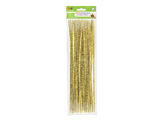 Krafty Kids GC025K 35 Piece Tinsel Chenille Stems Glitter Pipe Cleaners, 6mm by 12", Champagne Gold