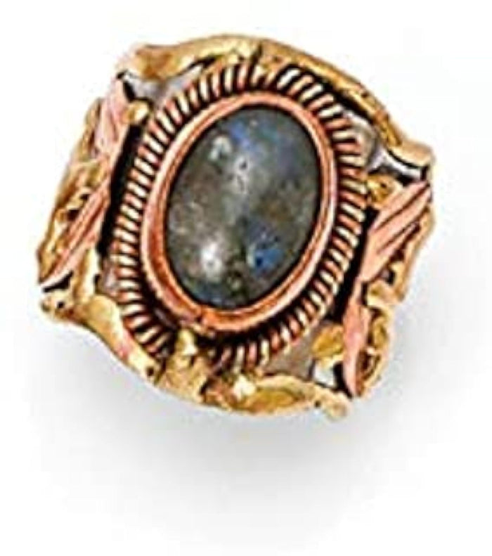 Anju Jewelry Janya Collection Mixed Metal Cuff Ring with Labradorite Stone