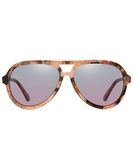DUCO Retro Aviator Polarized Sunglasses Women Men Vintage Double Bridge Sun Glasses Classic Shades DC1208 — Brown Tortoise Frame Green Brown Lens