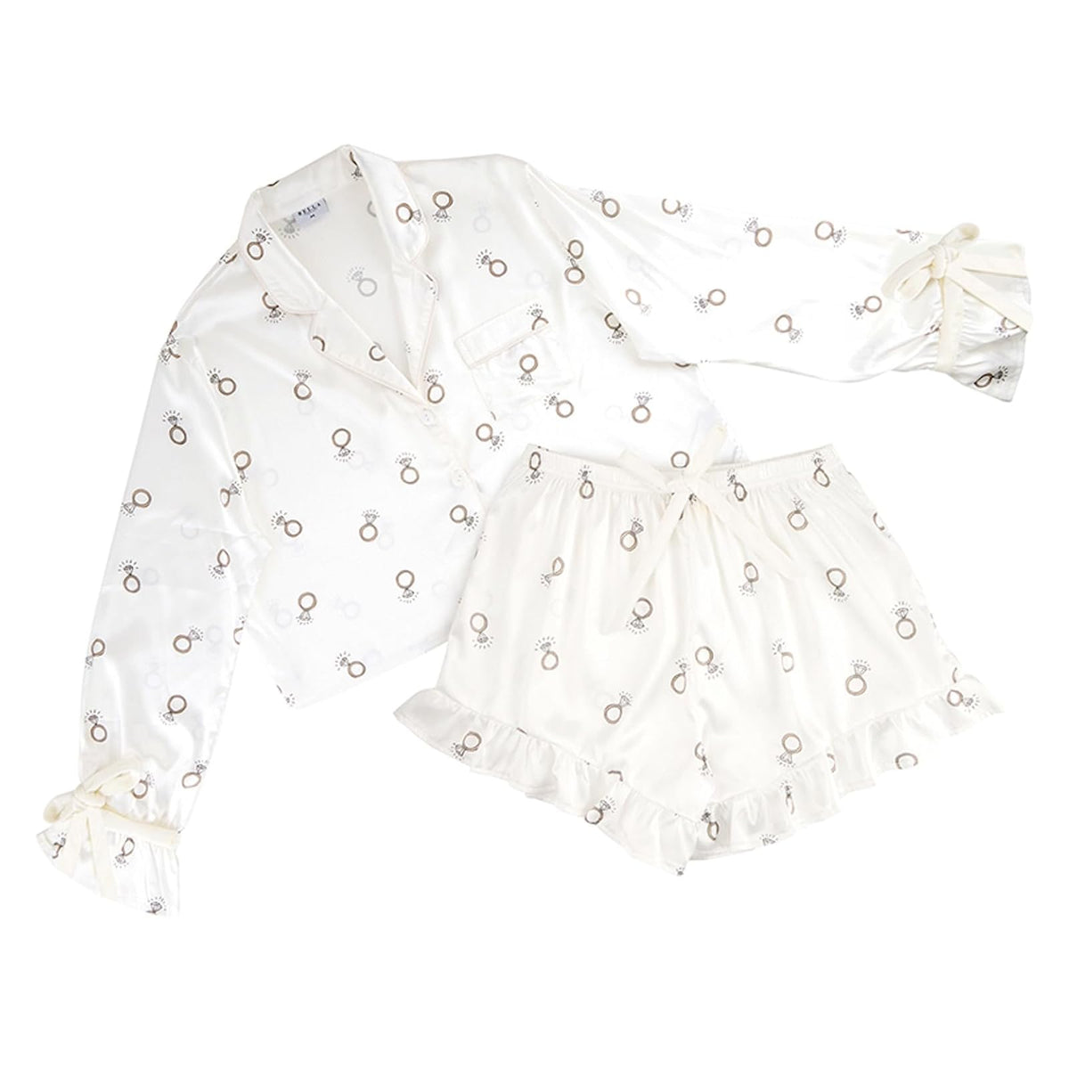 Bella Sleep + Spa Pajamas, Large, White Rings