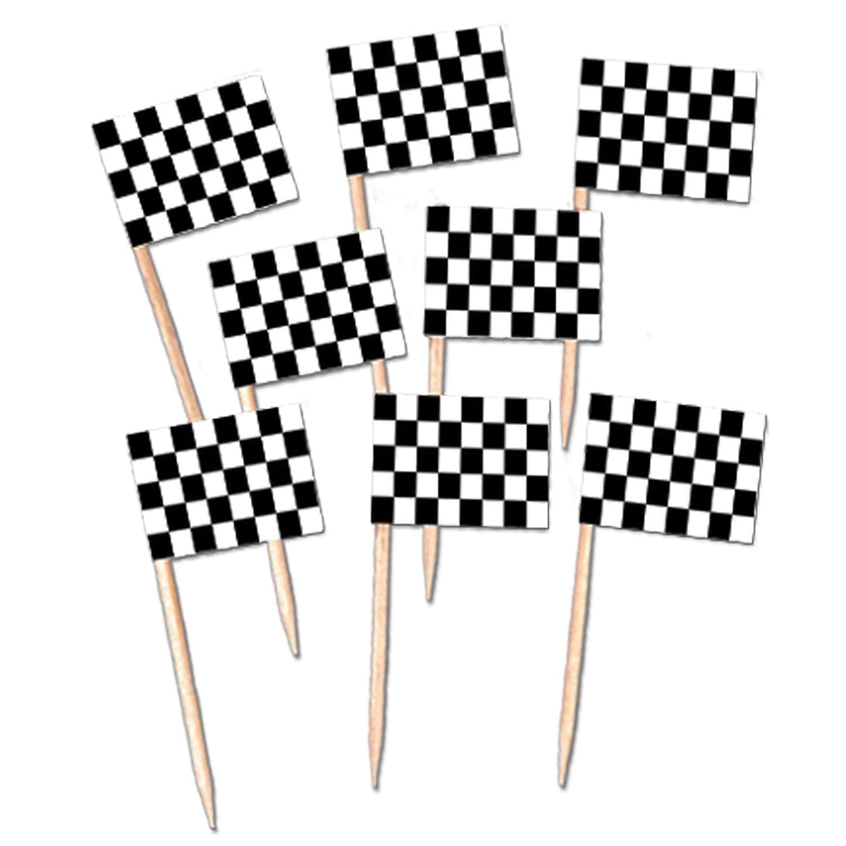 Beistle 50 Piece Checkered Racing Flag Party Food Picks For Race Car Party Sports Event