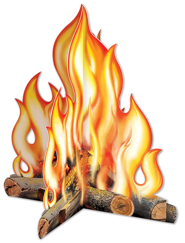 Beistle Three Dimensional Campfire Centerpiece Summer Camping Theme Western Party Decorations, 12", Brown/Orange/Yellow