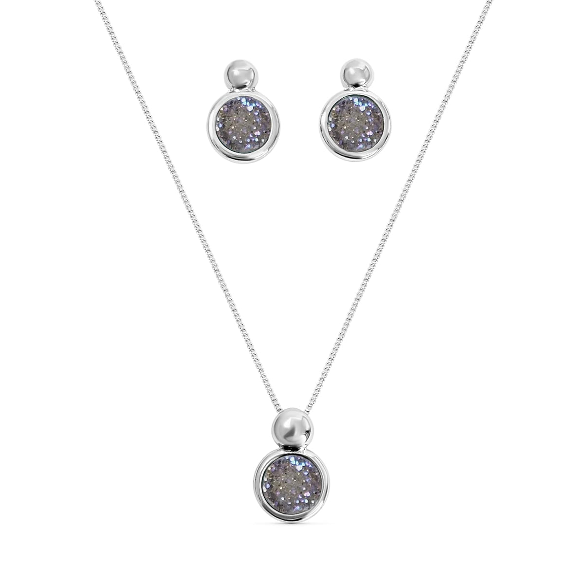BStones Jewelry Set, White Gold, Pearl Druzy