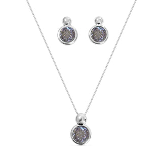 BStones Jewelry Set, White Gold, Pearl Druzy