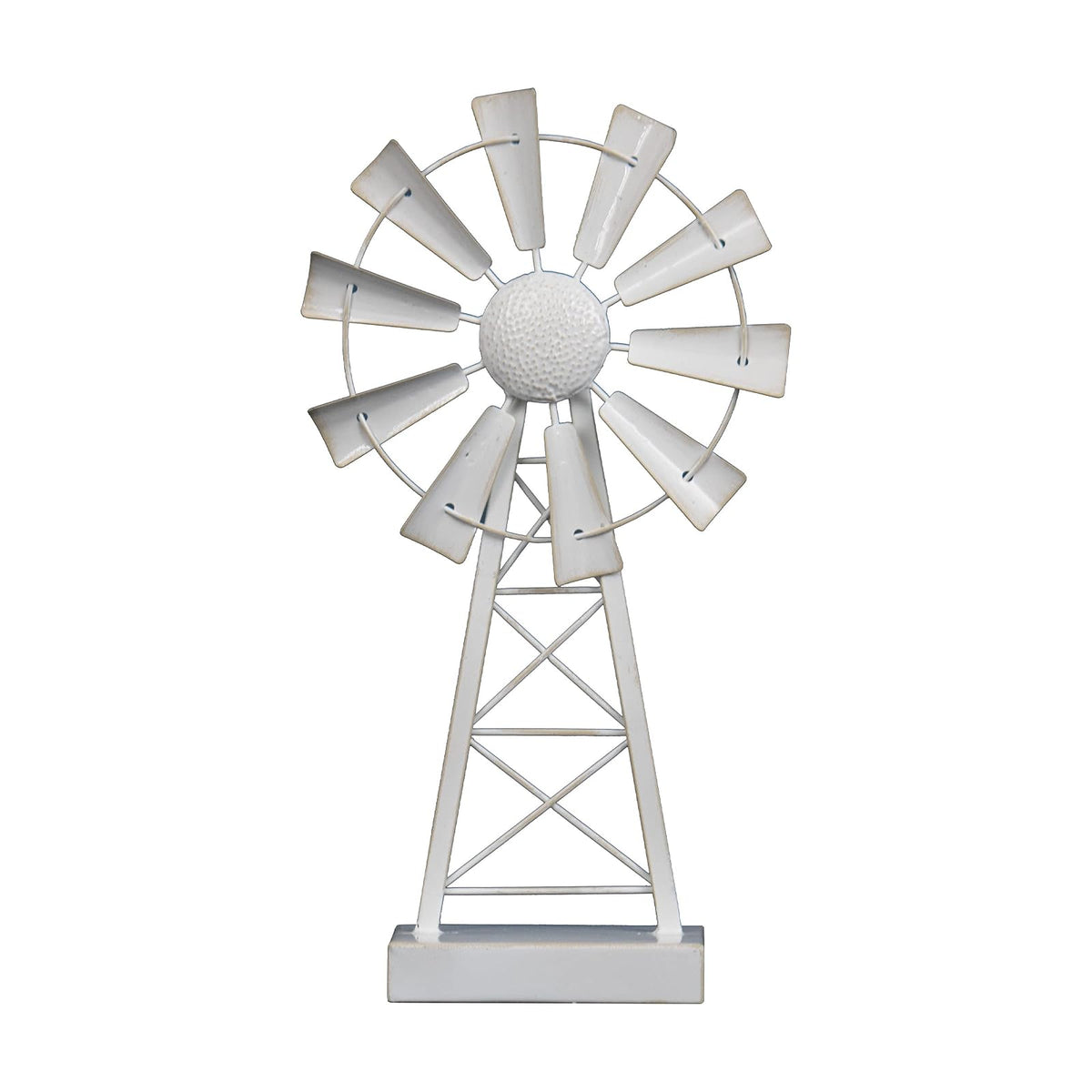 Foreside Home & Garden White Small Enamel Metal Windmill Table Decor