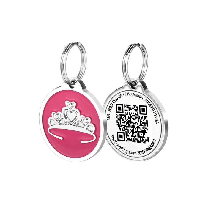 Pet Dwelling Label, 1.14 inches diameter, Pink Tiara