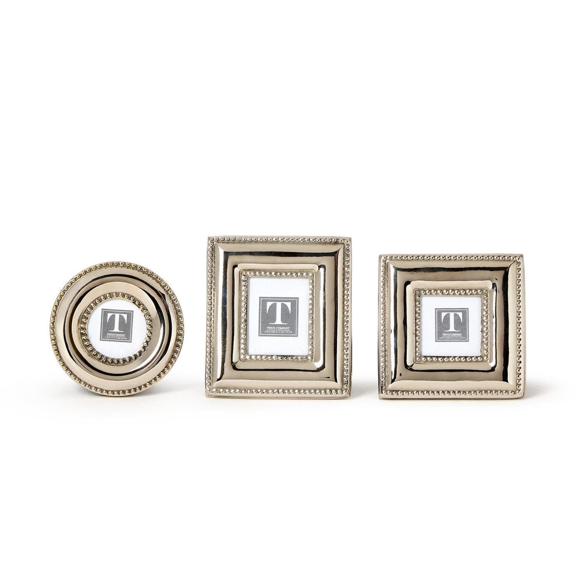 Two's Company Picture Frame, 3" Dia, 3 1/4" W x 3 1/4" H, 3 1/4" W x 3 1/2" H, S