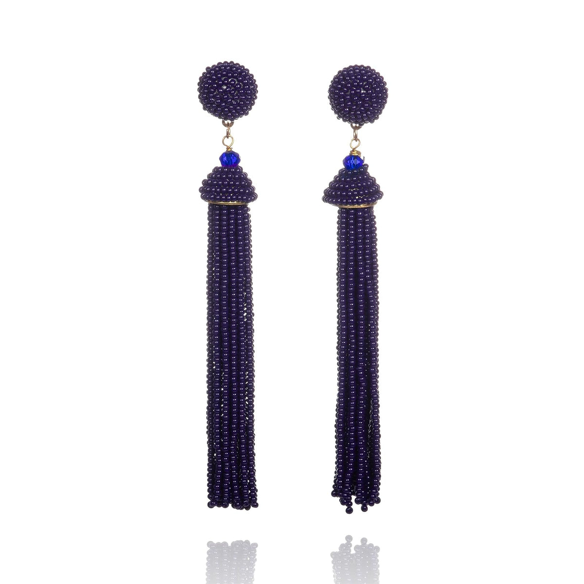 ZAVANA Earring, 9.5 cm x 2 cm, Dark Blue